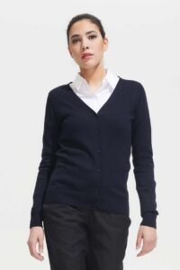 SOL'S GOLDEN WOMEN - V-NECK KNITTED CARDIGAN Navy