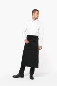 Unisex extra dlouhá černá zástěra do pasu Apron